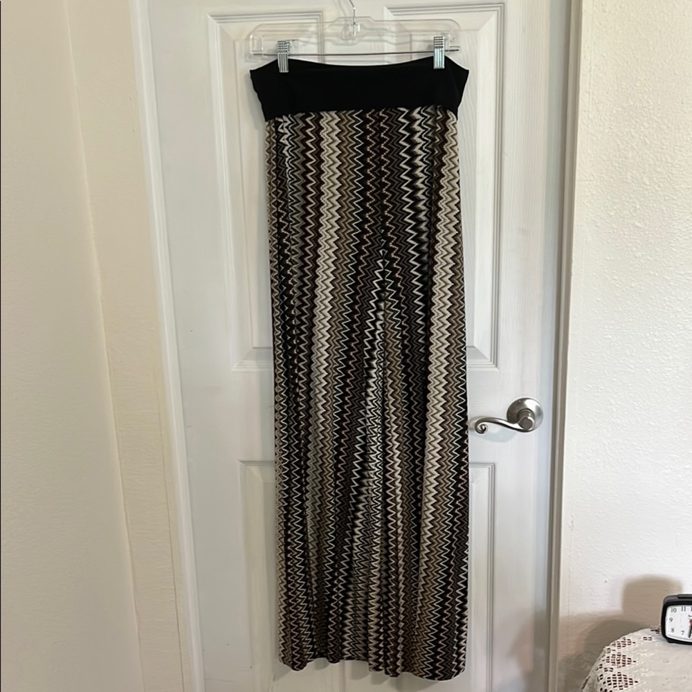 Black and Cream Zigzag wide leg pants